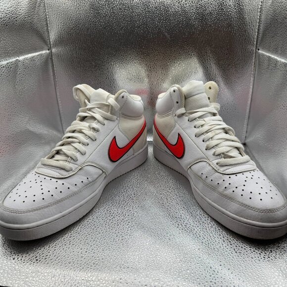 Size 11.5 Nike Court Vision Mid White Crimson Womens Leather Sneaker CD5436-102 - Picture 5 of 9